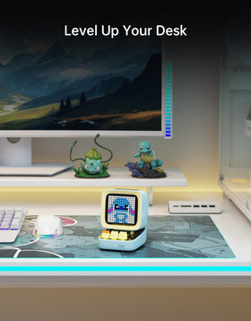 Divoom Ditoo Pro alarm and timer in blue adds routine cues at work.