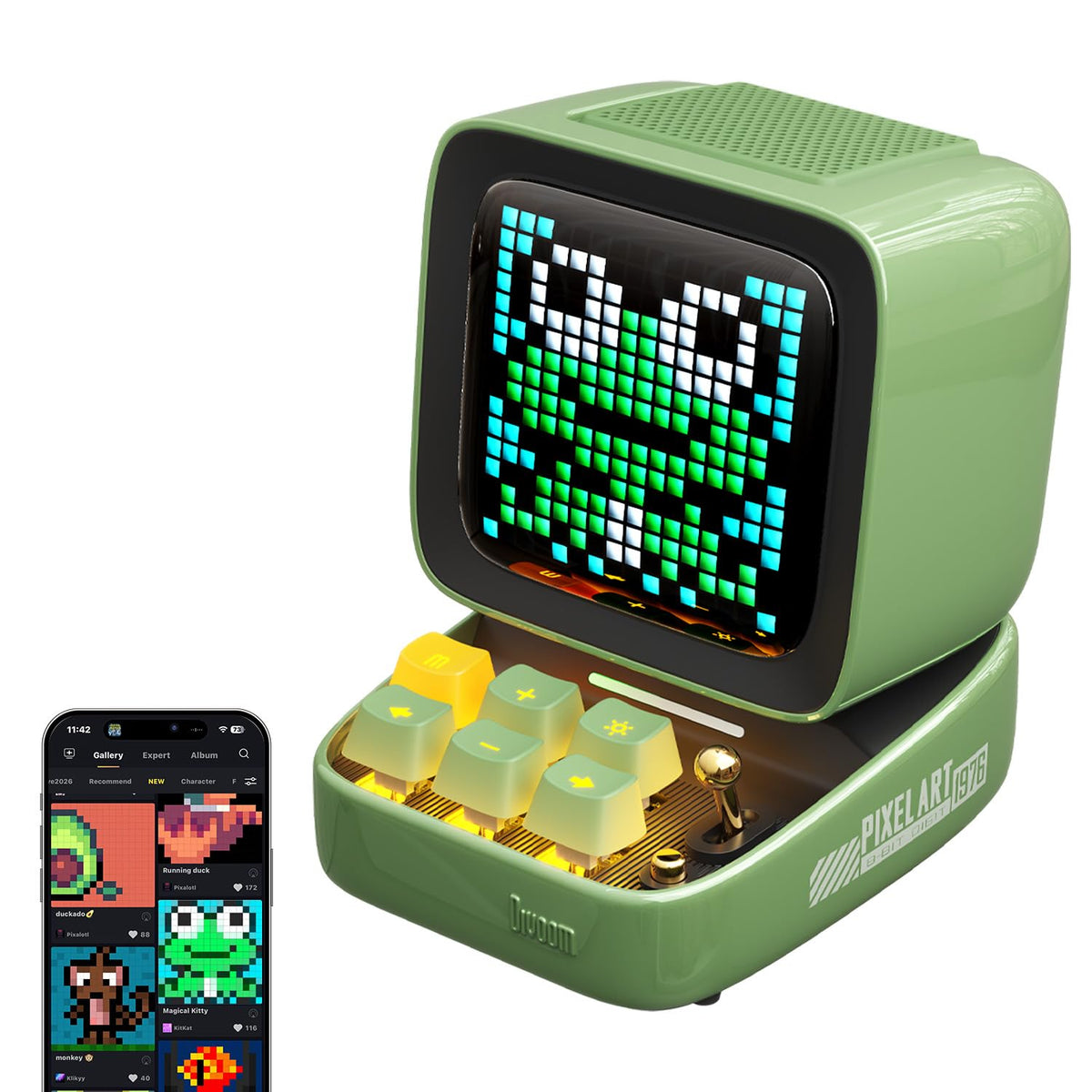Divoom Ditoo Pro pixel screen front displaying customizable art for your desk mood