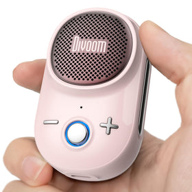 Divoom Itour-S front view showing compact pink speaker and grille, great for travel