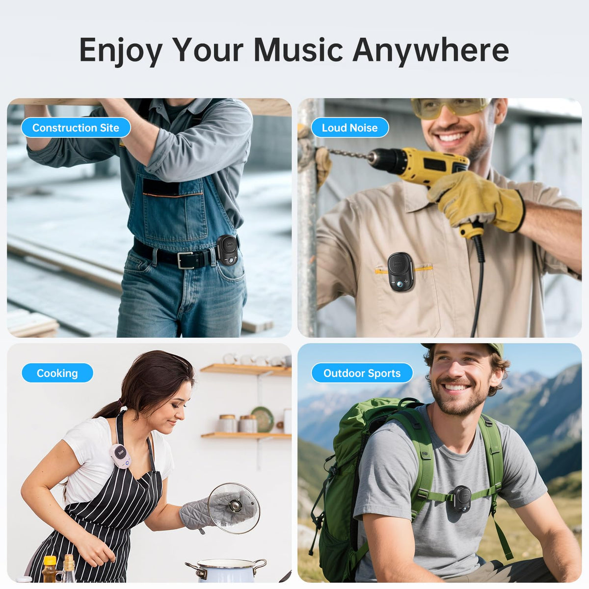 Divoom Itour-S travel-friendly clip-on speaker for daily activities.
