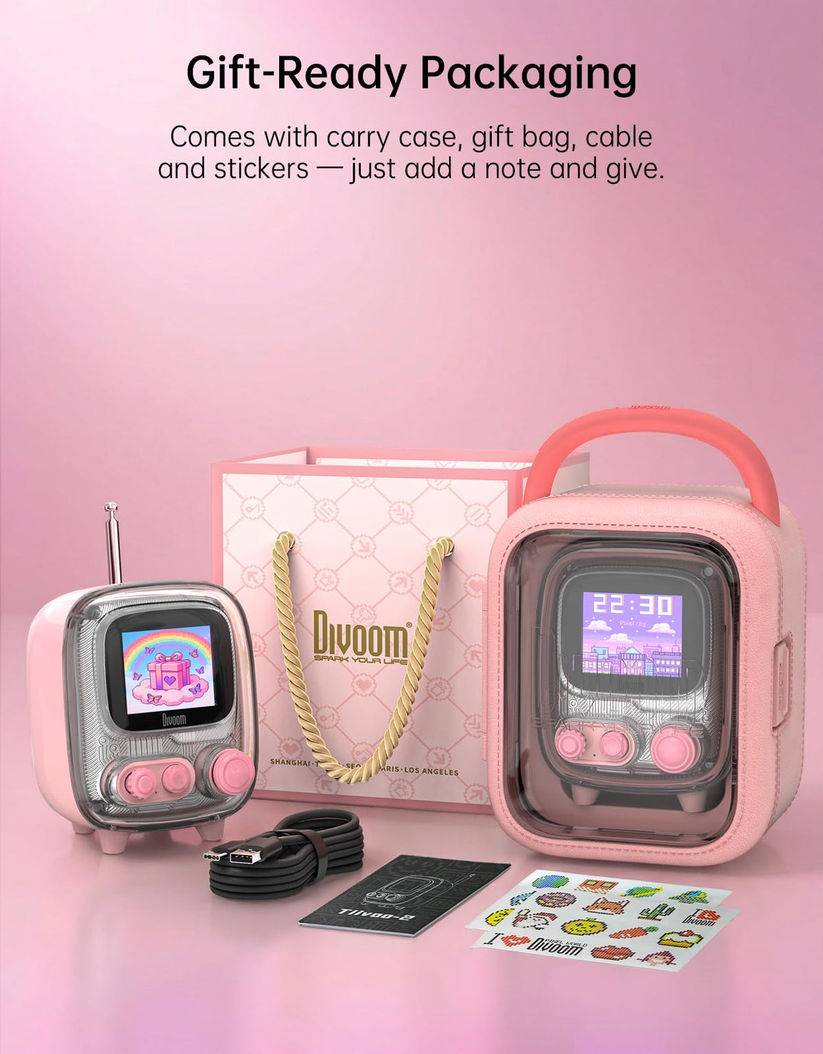 Divoom Tiivoo-2 on bedside table showing ambient alarm and décor benefit