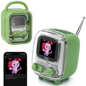 Divoom Tiivoo-2 front view showing pixel screen and retro design for decorative audio