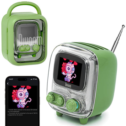 Divoom Tiivoo-2 front view showing pixel screen and retro design for decorative audio