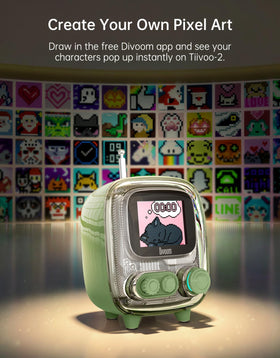 Divoom Tiivoo-2 next to a smartphone showing compact size and portability