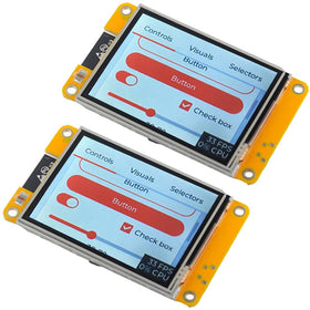 DIYmalls ESP32 2.8-inch yellow display front view with resistive touch for quick control.