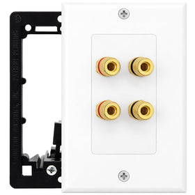 DIYTECH 2 Speaker Wall Plate with gold posts enables secure speaker connections and clean aesthetics.