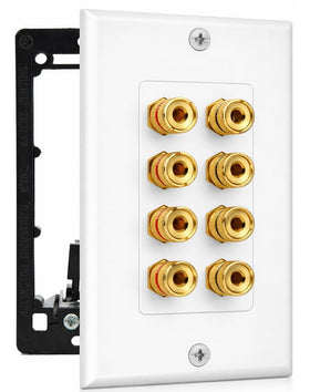 DIYTECH 4-speaker wall plate front view showing tidy, integrated audio setup.