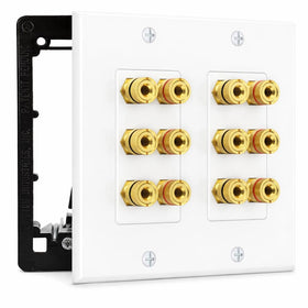 DIYTECH 6-speaker wall plate front view for clean, professional home theater wiring.