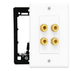 DIYTECH wall plate integrates with AV components for a cohesive home theater setup.