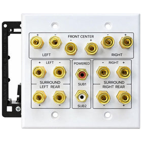 DIYTECH front view of the 7.2 speaker wall plate showing connectors and clean finish