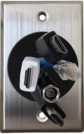 DIYTECH installed behind a wall-mounted TV providing hidden, tidy cable management