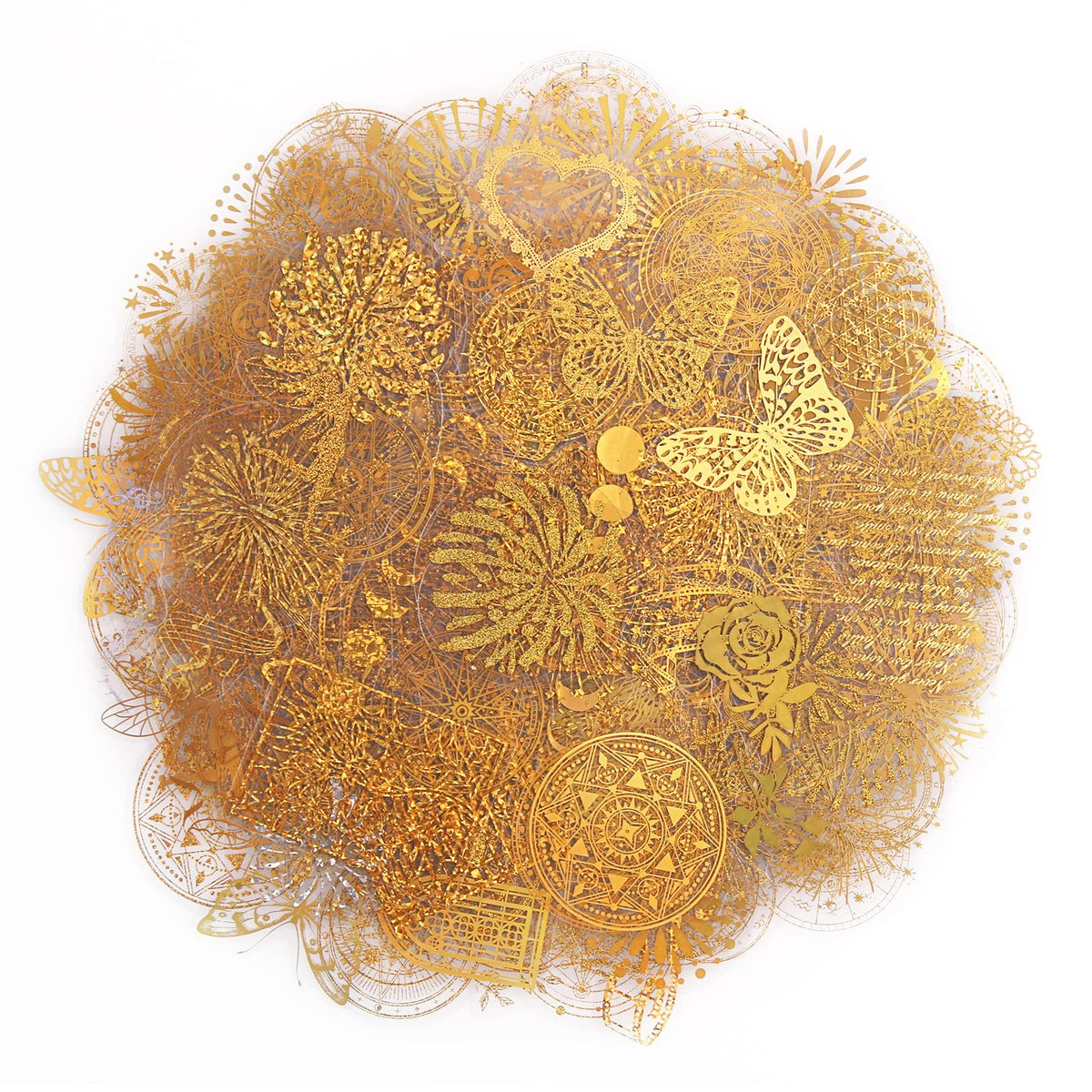 Dizdkizd die-cut golden holographic stickers in a 360-piece set for crafts