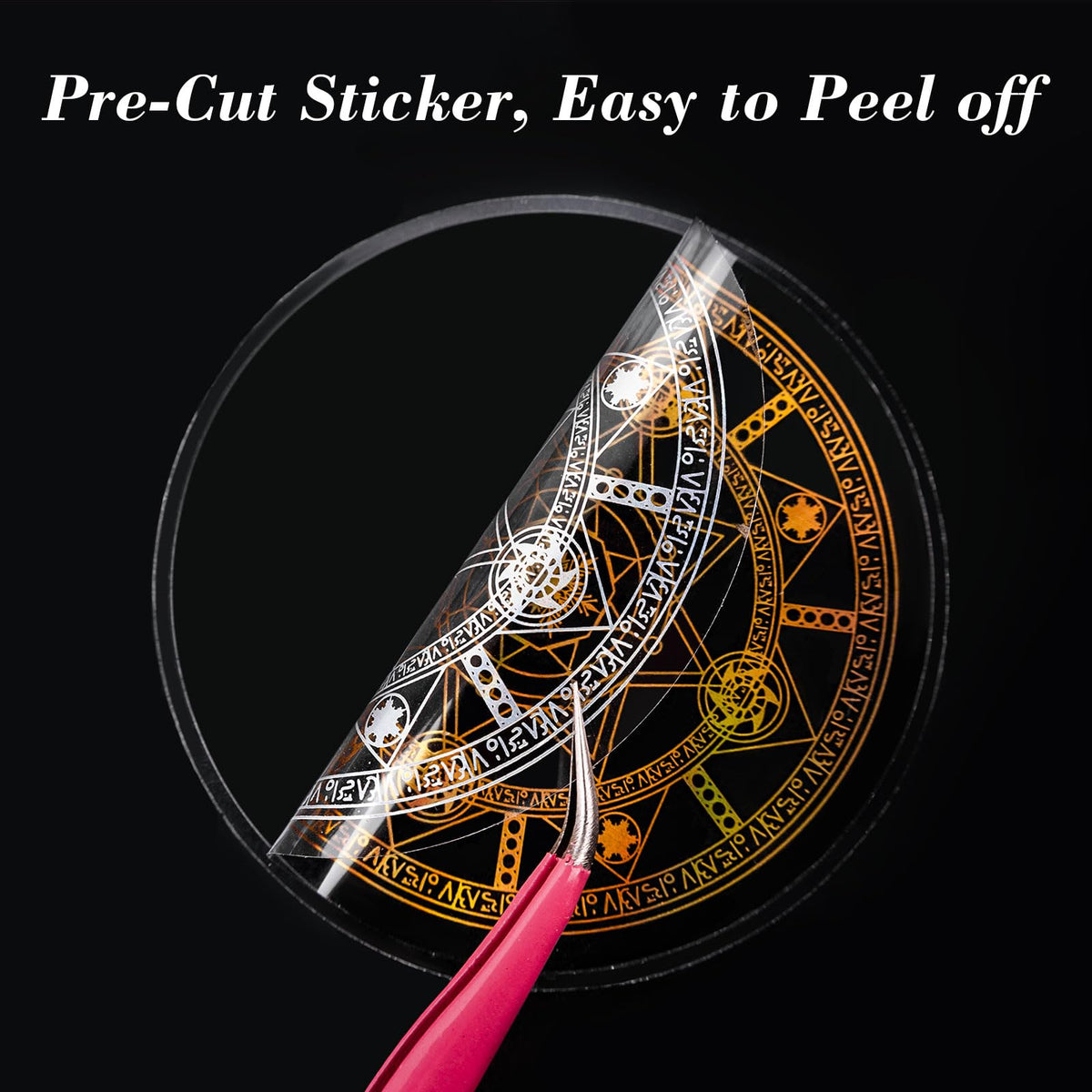 Close-up of Dizdkizd gold holographic sticker detail with reflective shine