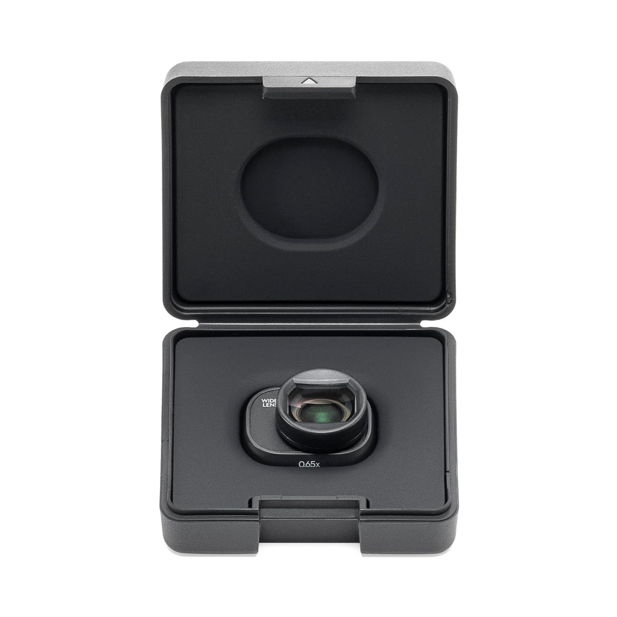 DJI wide-angle lens front view showing design and easy attachment benefit