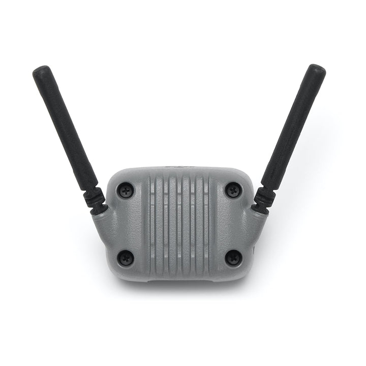 DJI Neo 2 transceiver front view showing connectors and secure fit, improving signal reliability