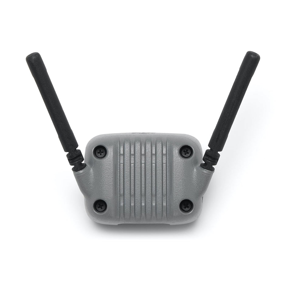 DJI Neo 2 transceiver front view showing connectors and secure fit, improving signal reliability