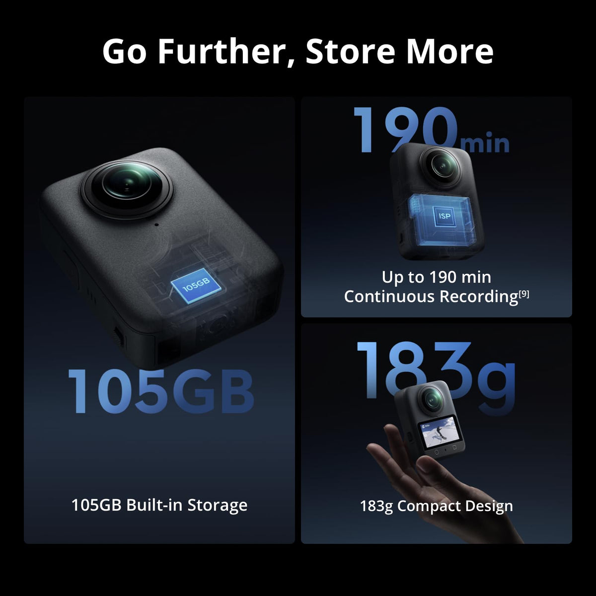 DJI Osmo 360 invisible selfie stick enables hands-free, dynamic perspectives.