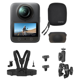 DJI Osmo 360 front view shows compact dual-sensor body for on-the-go filming