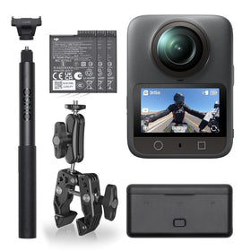 DJI Osmo 360 on handlebar mount for immersive riding footage