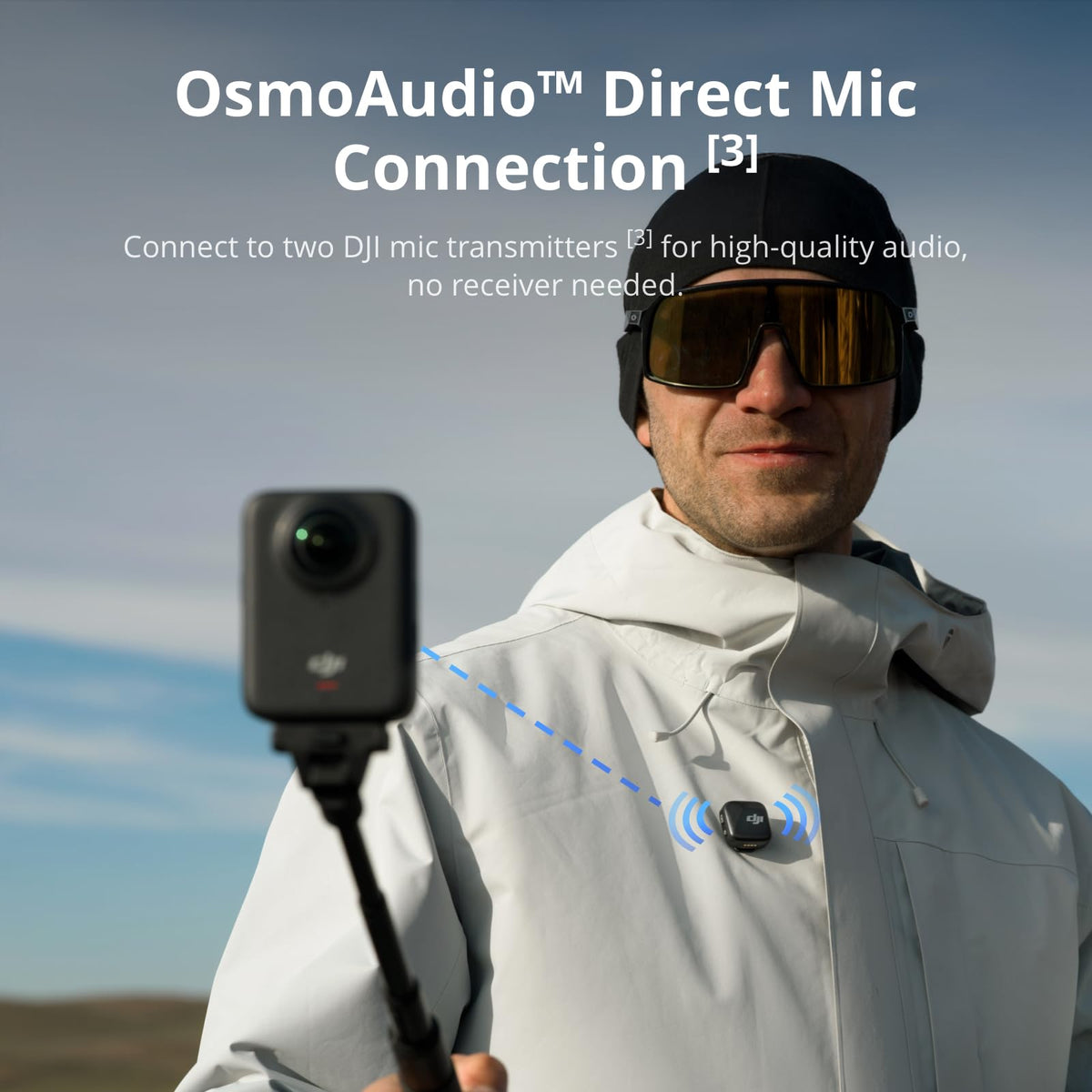 DJI Osmo 360 with four mics for natural stereo sound