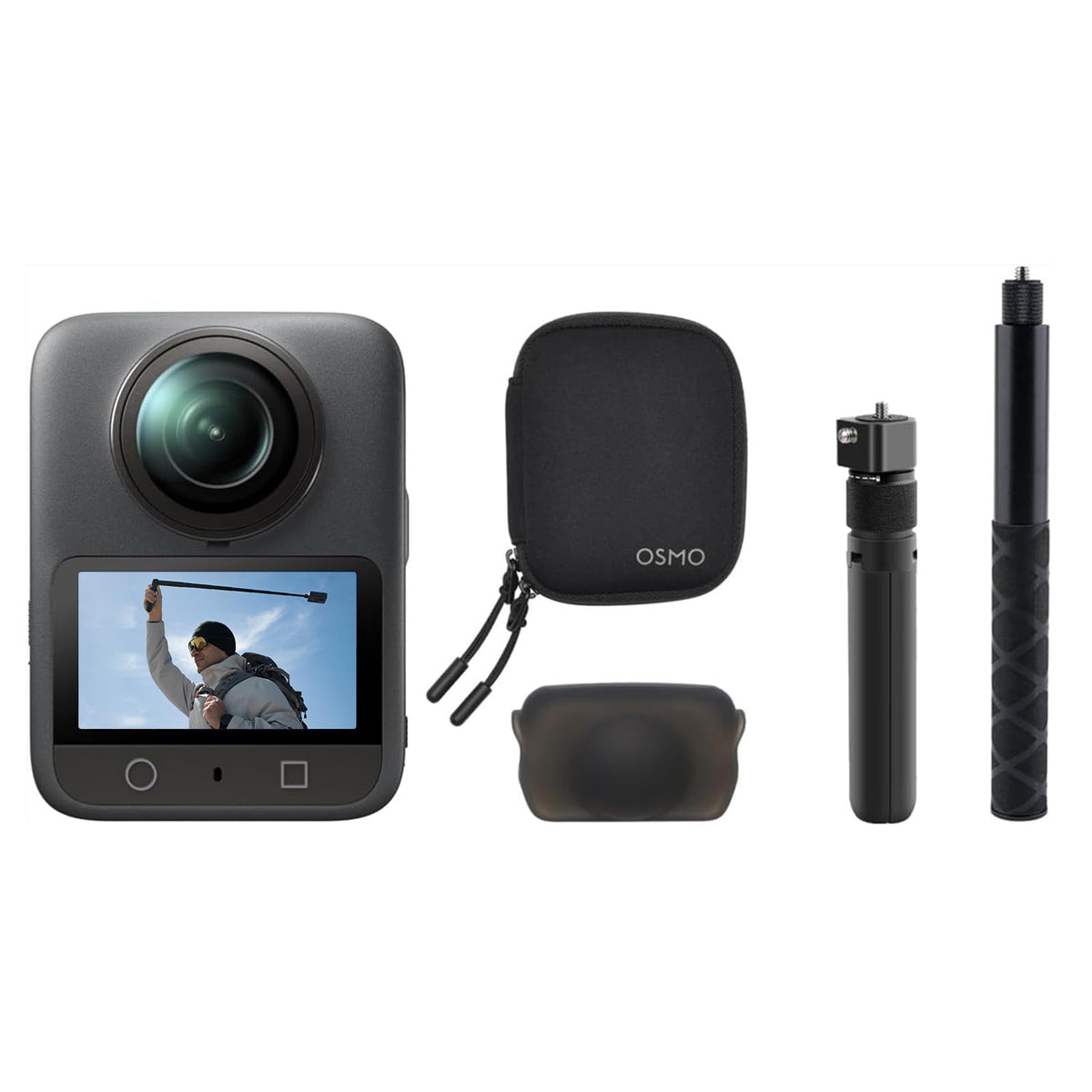 DJI Osmo 360 with vortex handle for dramatic bullet-time shots.