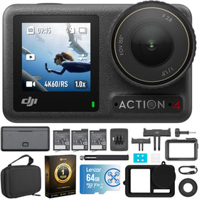 DJI Osmo Action 4 adventure bundle shown with protective case for on-the-go filming.