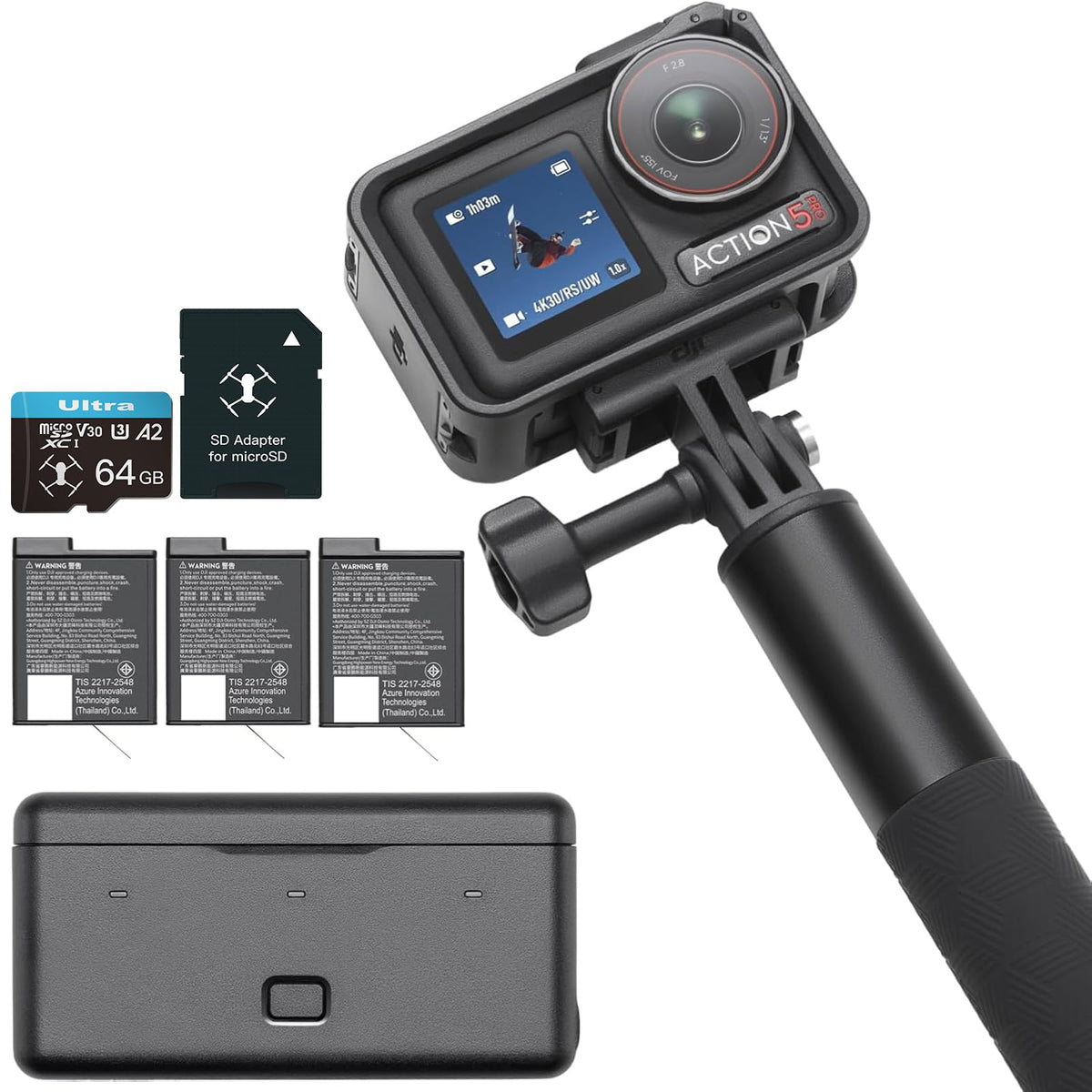 DJI Osmo Action 5 Pro Adventure Bundle contents for on‑the‑go filming.