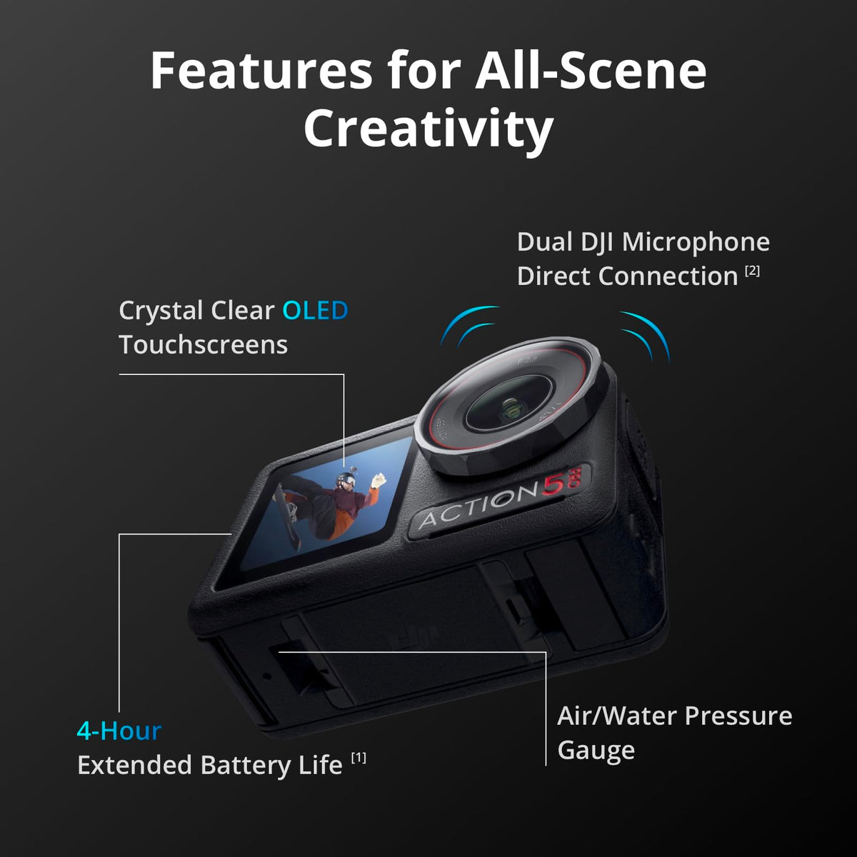 DJI Osmo Action 5 Pro dual OLED screens for easy framing.