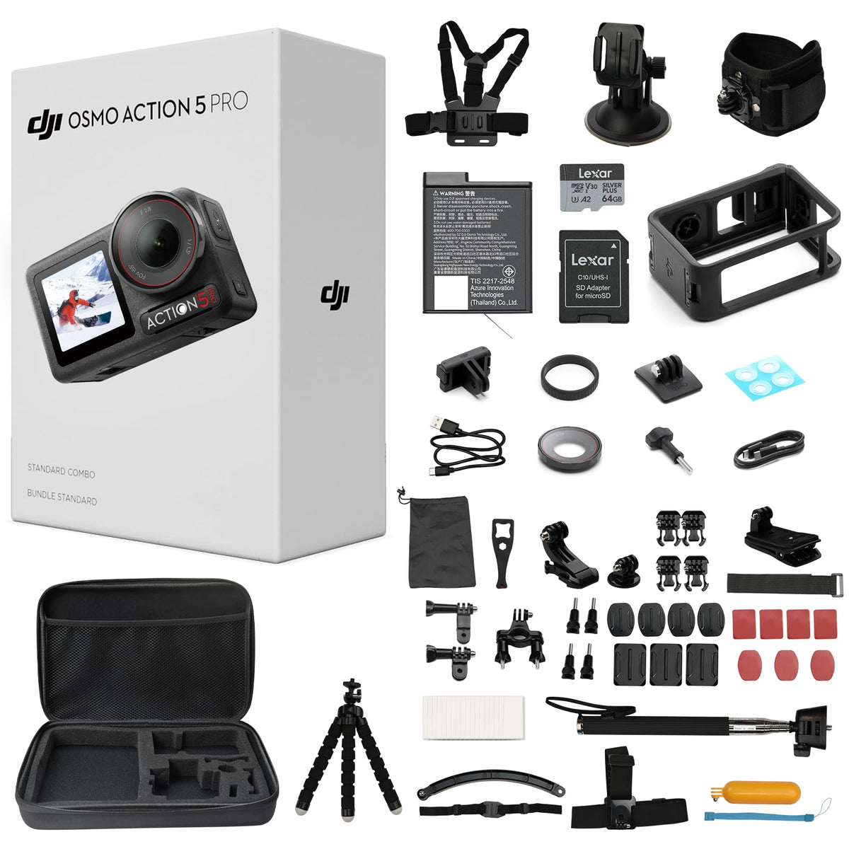 DJI Osmo Action 5 Pro front view showing compact, ready-for-action design for on-the-go filming.