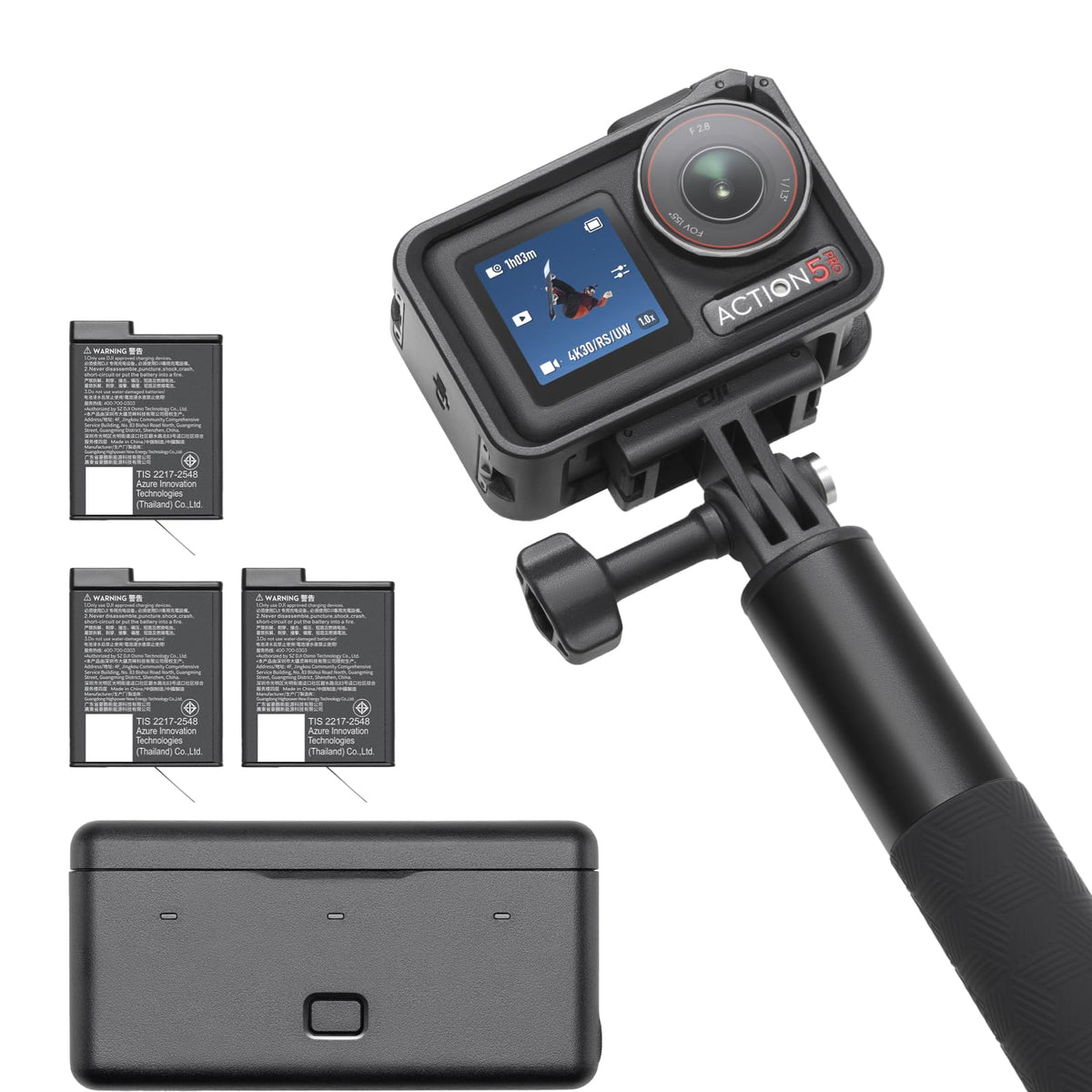 DJI Osmo Action 5 Pro front view for action-packed shoots in any environment.