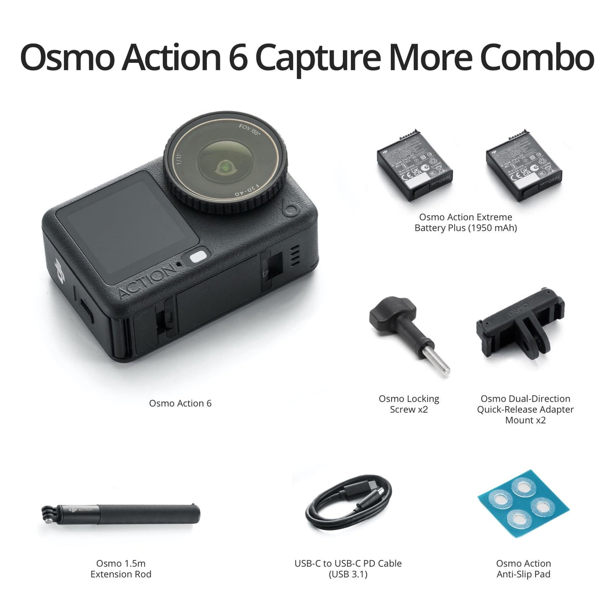 DJI Osmo Action 6 1.5m extension rod included for creative angles