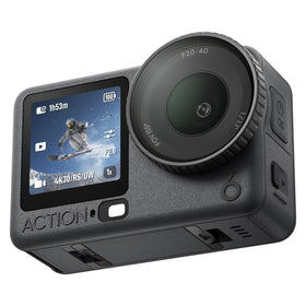 DJI Osmo Action 6 front view showing rugged, compact design for on-the-go vlogging.