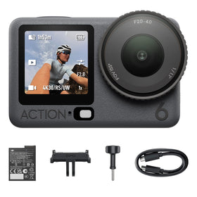 DJI Osmo Action 6 front view highlights compact design for on-the-go vlogging.