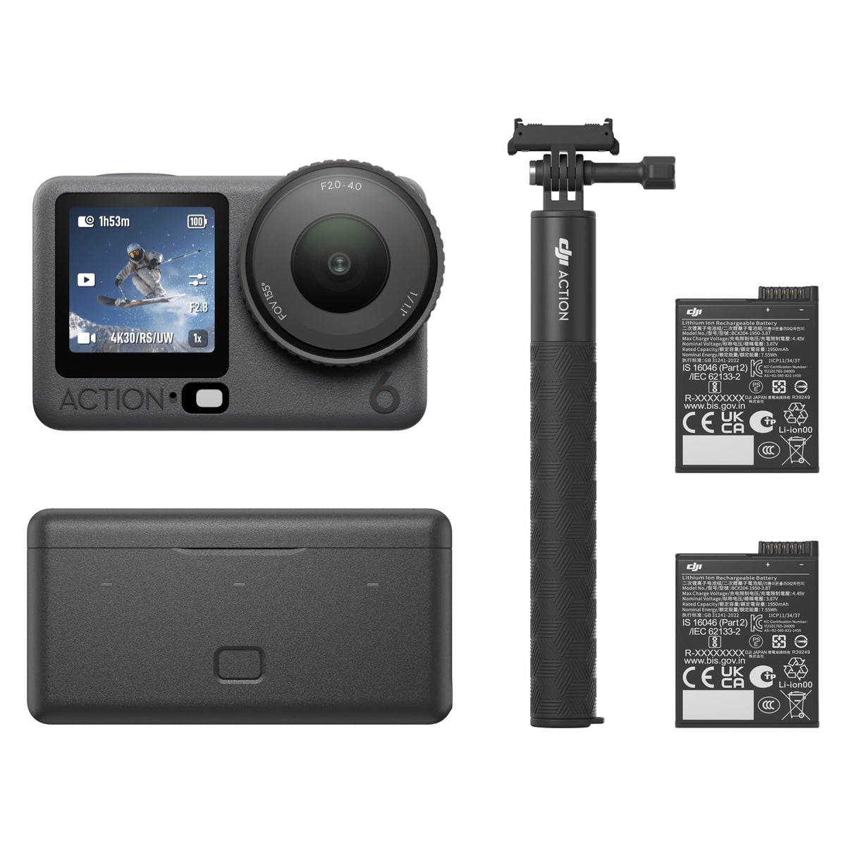 DJI Osmo Action 6 front view shows portable, rugged design for on-the-go filming