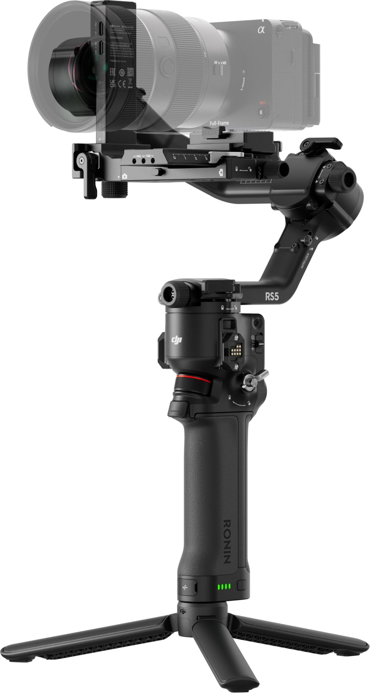 DJI RS 5 Z-Axis Indicator shows real-time balance feedback for steadier footage.