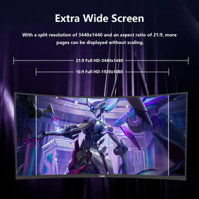 DJiEX 1500R curved ultrawide enhances depth perception for immersive visuals.