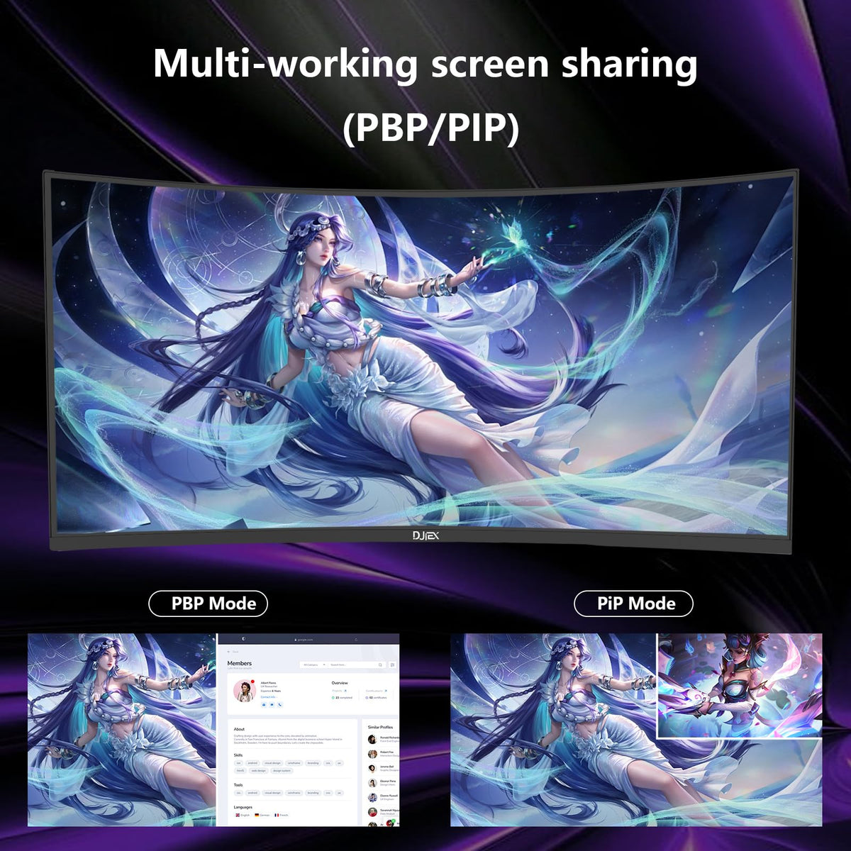DJiEX 165Hz ultrawide refresh enables smooth, tear-free gaming.