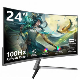 DJiEX 24-inch curved monitor front view for immersive work and gaming