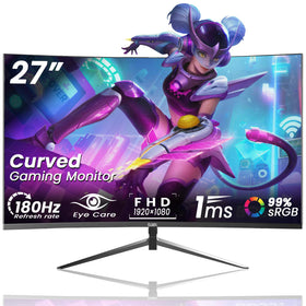 DJiEX 27-inch curved monitor front view, immersive for gaming and work