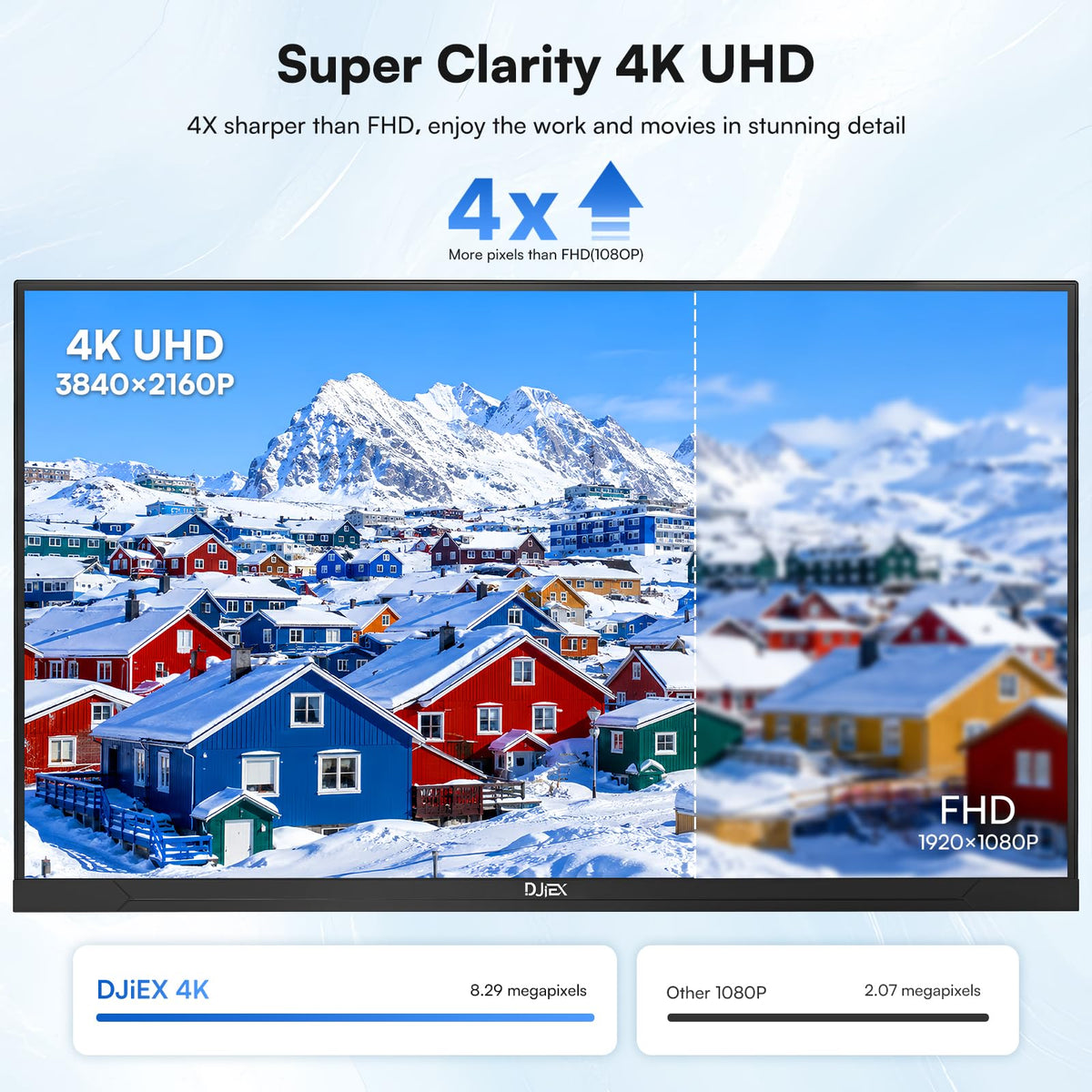 DJiEX 32 inch 4K monitor contrast detail showing deep blacks