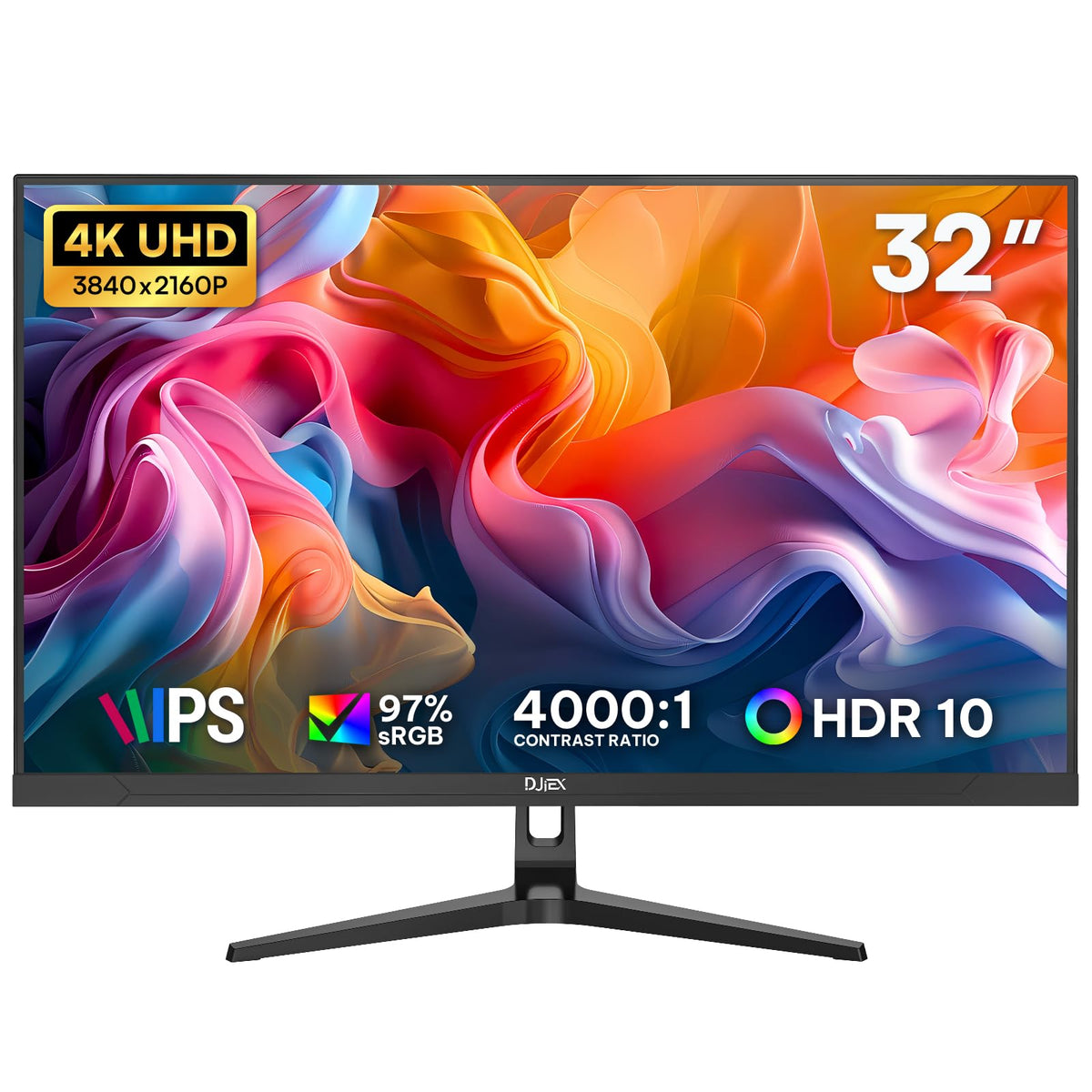 DJiEX 32 inch 4K monitor front view for crisp office visuals