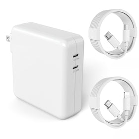 Djsanu MacBook Pro charger front view, compact design for easy desktop setup.
