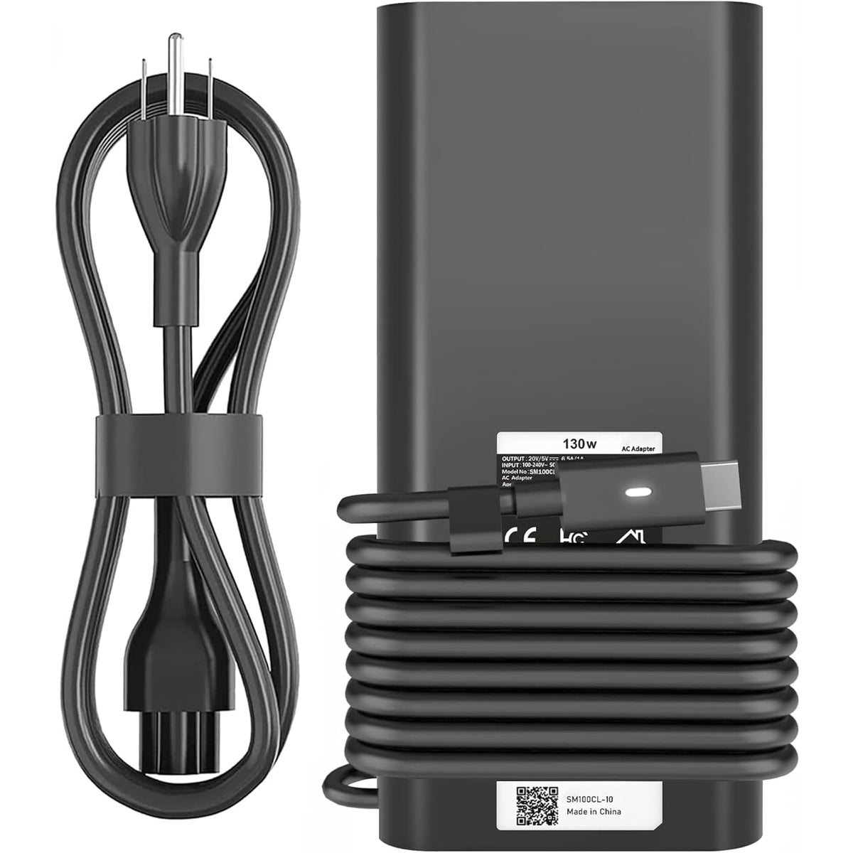 DJW front view of 130W USB-C charger showing compact design and reliable power