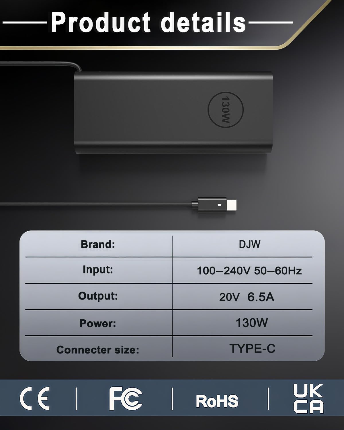 DJW close-up of USB-C connector highlighting secure fit and fast charging