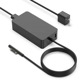 DJW 65W Surface Pro charger front view, compact and ready for fast Surface charging.