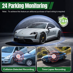 DKGEA 24H parking mode dash cam monitors your car when parked.