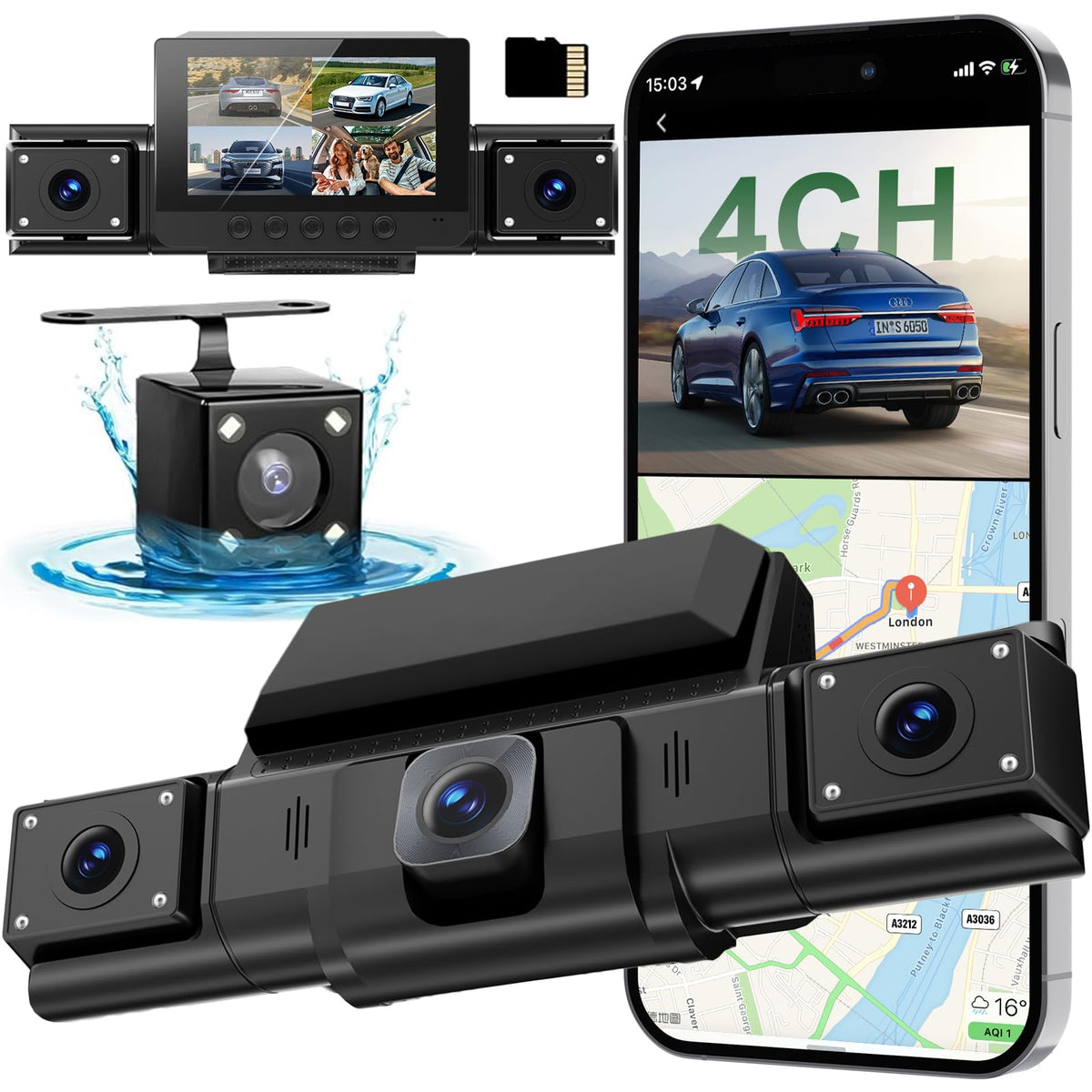 DKGEA 4-channel dash cam with 360° coverage captures all angles for safer drives.