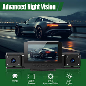 DKGEA dash cam with built-in GPS records location and speed for travel logs.