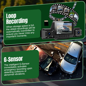 DKGEA dash cam loop recording uses a free TF card for continuous recording.