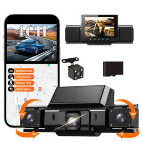 DKGEA Dash Cam 360 front camera captures full-vehicle view for comprehensive safety.